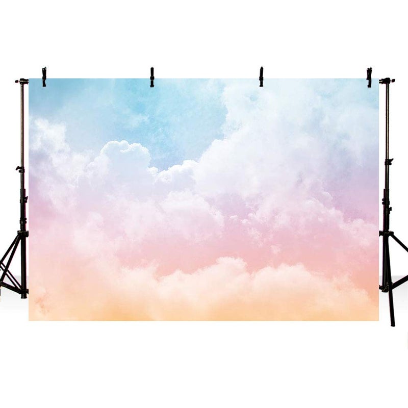 MEHOFOND MEHOFOTO Colorful Cloud Pastel Rainbow Photo Studio Backdrop Portrait Props Kids Birthday Party Decorations Baby Shower Photography Background Banner for Cake Table Supplies 7x5ft - Image 2